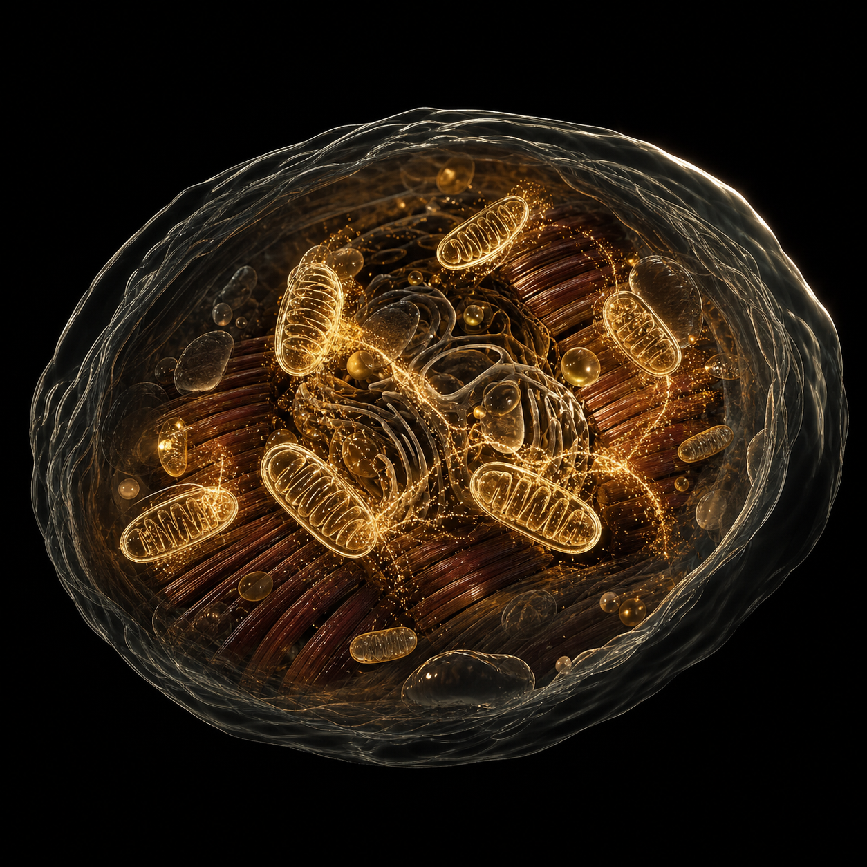 Mitochondrial energy structures in gold